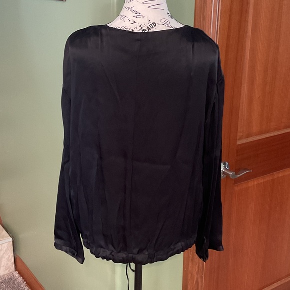 Zara Black Satin Blouse Drawstring Bottom, Size S - Picture 4 of 6